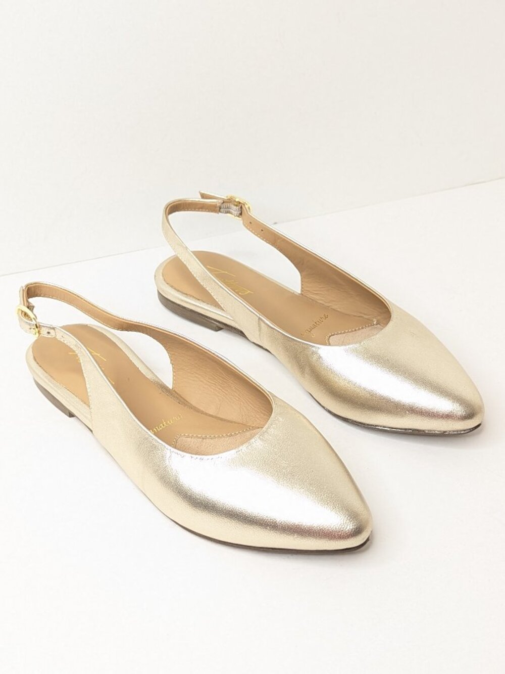 Trotters Evelyn Slingback Flats Champagne Leather Women's 8.5 Wide